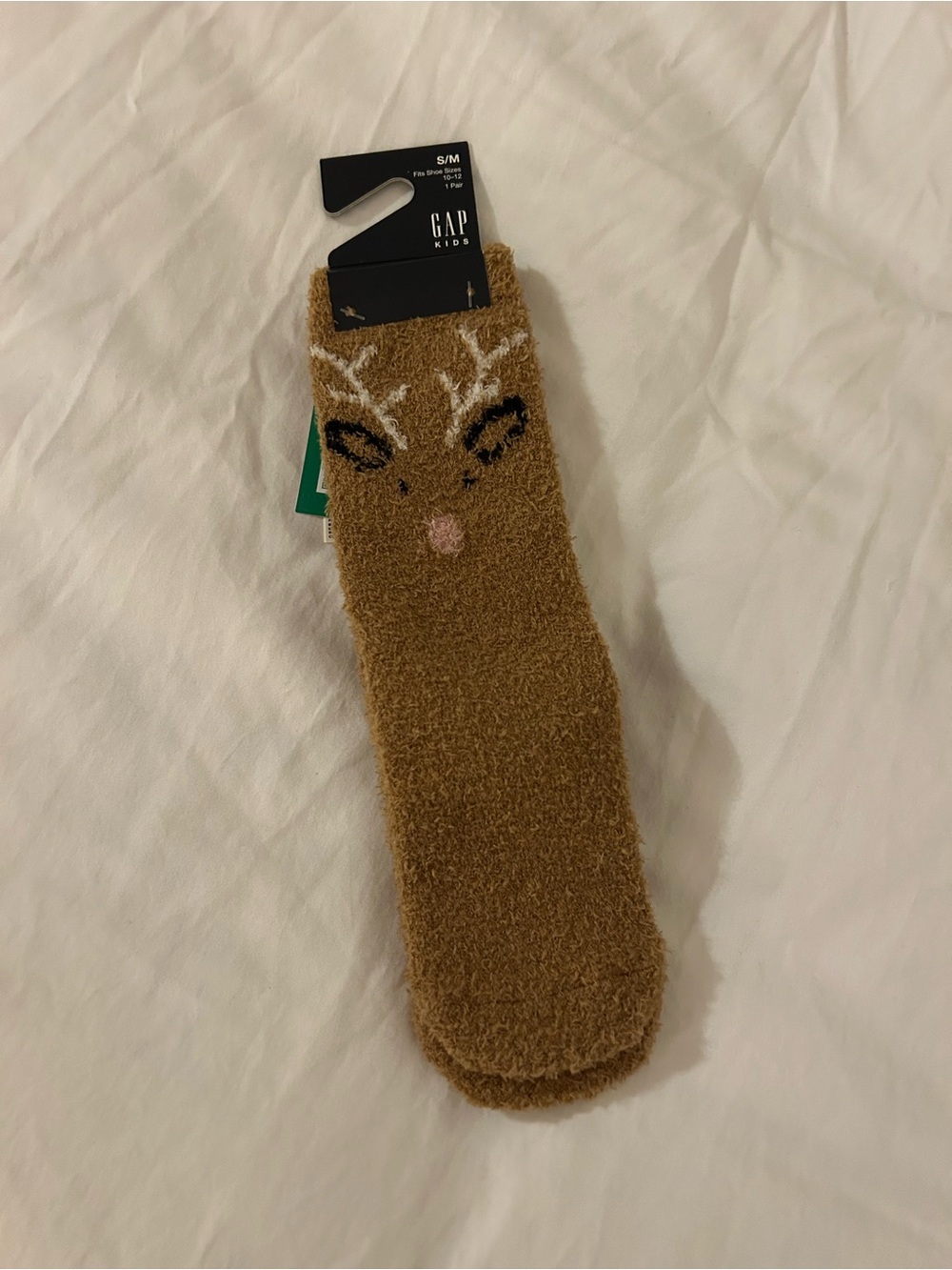 GAP Kids Brown Reindeer Fuzzy Crew Socks